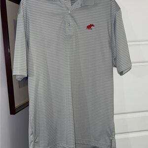 Men's Grey Striped Polo Shirt